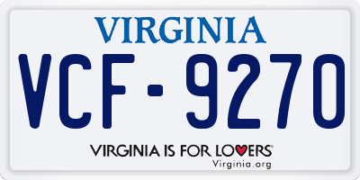 VA license plate VCF9270