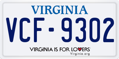 VA license plate VCF9302