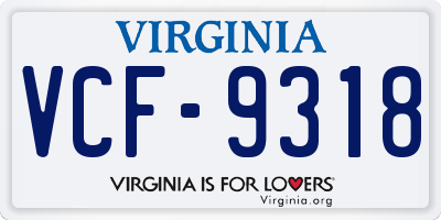 VA license plate VCF9318