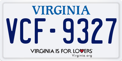 VA license plate VCF9327