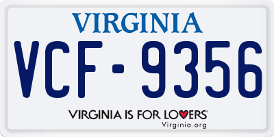 VA license plate VCF9356