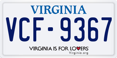 VA license plate VCF9367
