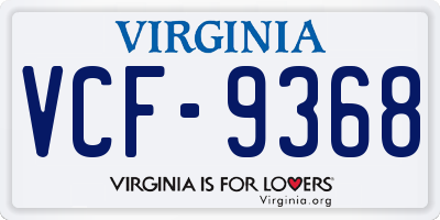 VA license plate VCF9368