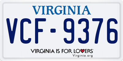 VA license plate VCF9376