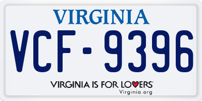 VA license plate VCF9396