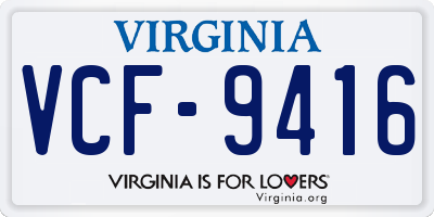 VA license plate VCF9416