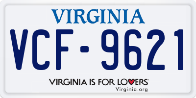VA license plate VCF9621