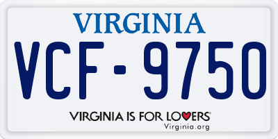VA license plate VCF9750
