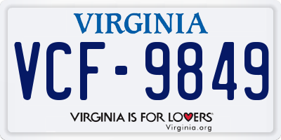 VA license plate VCF9849