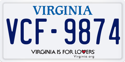VA license plate VCF9874