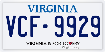 VA license plate VCF9929