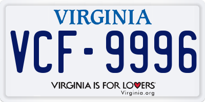 VA license plate VCF9996
