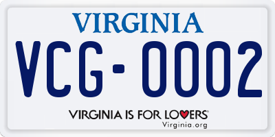 VA license plate VCG0002