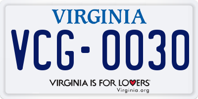 VA license plate VCG0030
