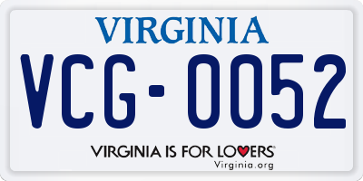 VA license plate VCG0052