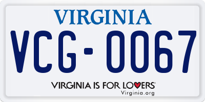 VA license plate VCG0067