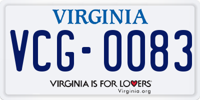VA license plate VCG0083