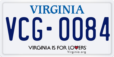 VA license plate VCG0084