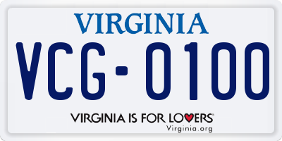 VA license plate VCG0100