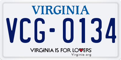 VA license plate VCG0134