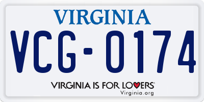 VA license plate VCG0174