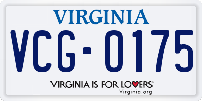 VA license plate VCG0175