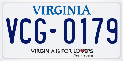 VA license plate VCG0179