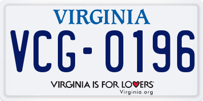 VA license plate VCG0196