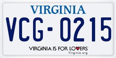 VA license plate VCG0215