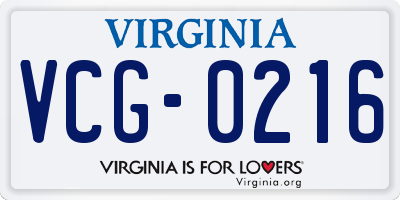 VA license plate VCG0216
