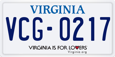 VA license plate VCG0217