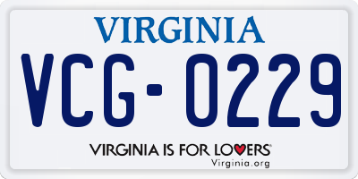 VA license plate VCG0229