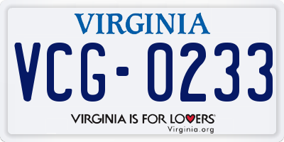 VA license plate VCG0233