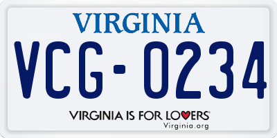 VA license plate VCG0234