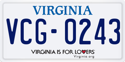 VA license plate VCG0243