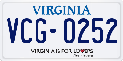 VA license plate VCG0252