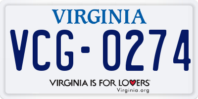 VA license plate VCG0274