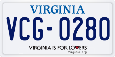VA license plate VCG0280