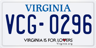 VA license plate VCG0296