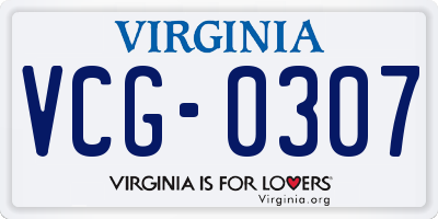 VA license plate VCG0307