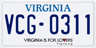 VA license plate VCG0311