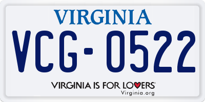 VA license plate VCG0522