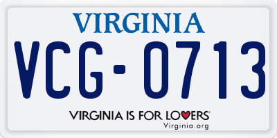 VA license plate VCG0713