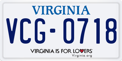 VA license plate VCG0718