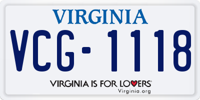 VA license plate VCG1118