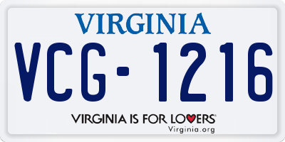 VA license plate VCG1216
