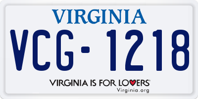 VA license plate VCG1218