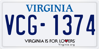 VA license plate VCG1374