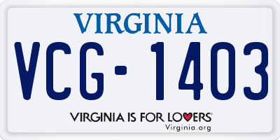 VA license plate VCG1403
