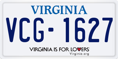 VA license plate VCG1627